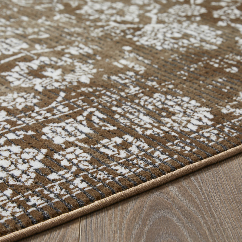 Tapis beige en polypropylène tissé à la main Raashid, Rectangle 4 pi x 6 pi