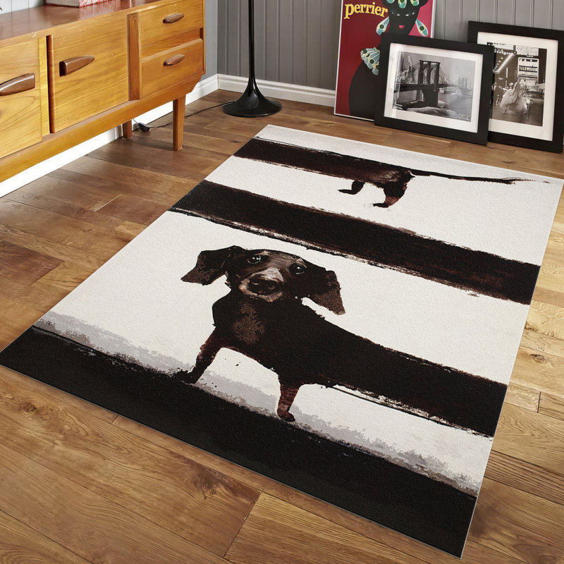 Abstract Art Inspired With Pile Soft Printed Rug Featuring Harmonious Blend of Bright Color Strokes Ideal for Adding Artistic Touch to Any Room