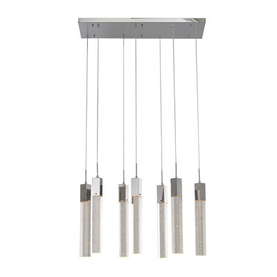 7 - Light Kitchen Island Rectangle Chandelier with Crystal Accents