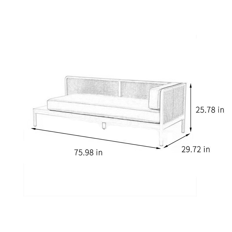 Méridienne simple en rotin de bois massif tissé, Orienté à droite, Vert
