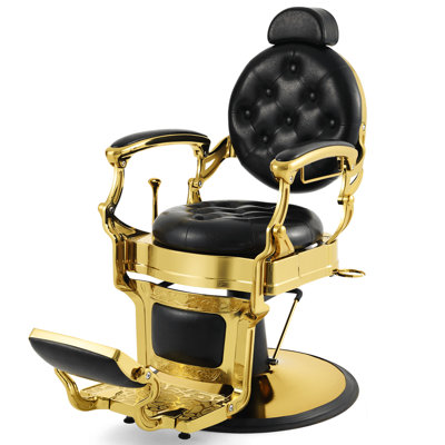 Artist Hand 360 Degree rotatable Adjustable Height Reclining Barber Chair Faux Leather Salon Chair