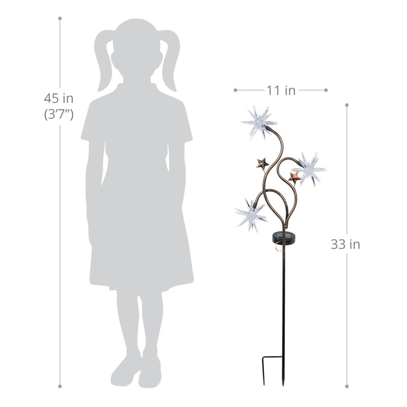 Patriotic Solar Triple Starburst Garden Stake with LED Lights