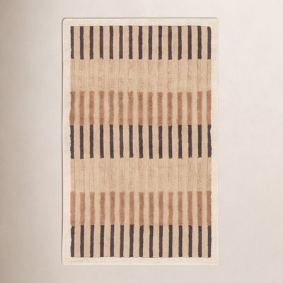 Anning Handtufted Washable Wool Blend Geometric Brown Area Rug