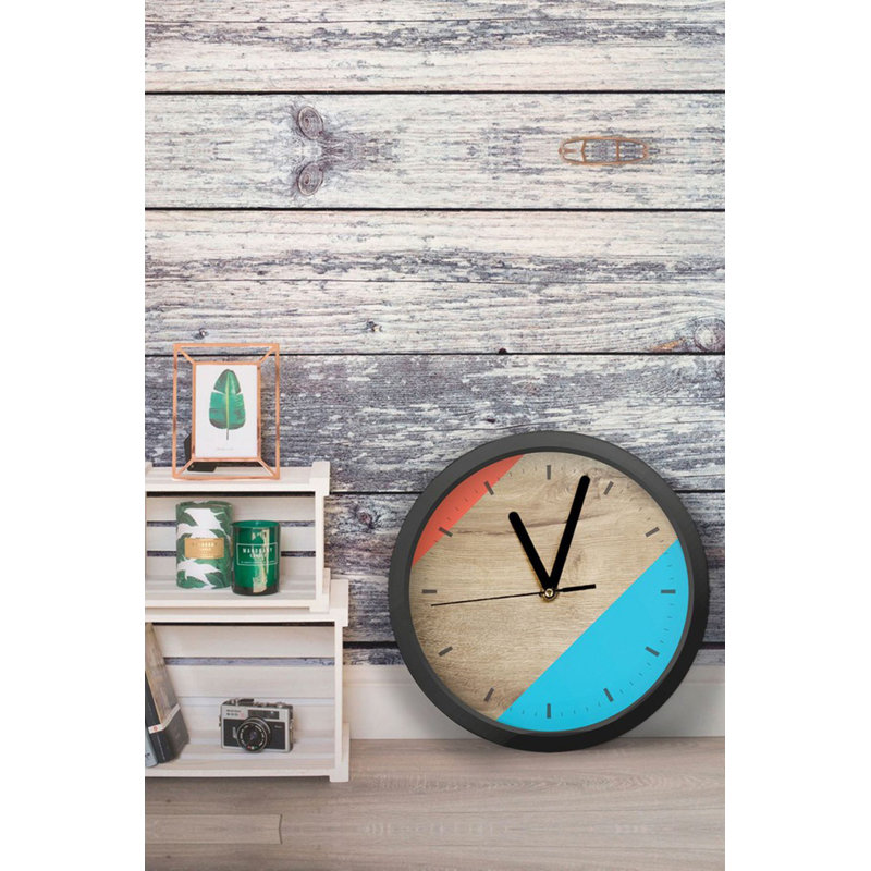 Horloge décorative en panneau de fibres à densité moyenne, Beige/bleu