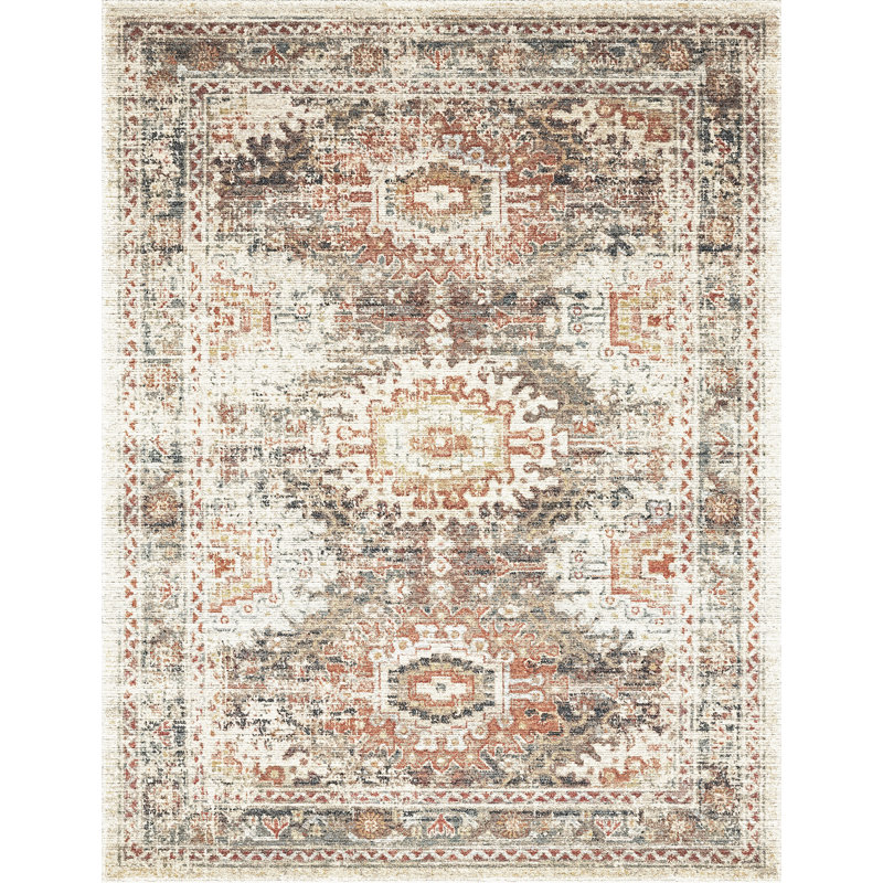 Rokeisha Washable Oriental Indoor Rug, Rectangle 5'3" x 7'3"