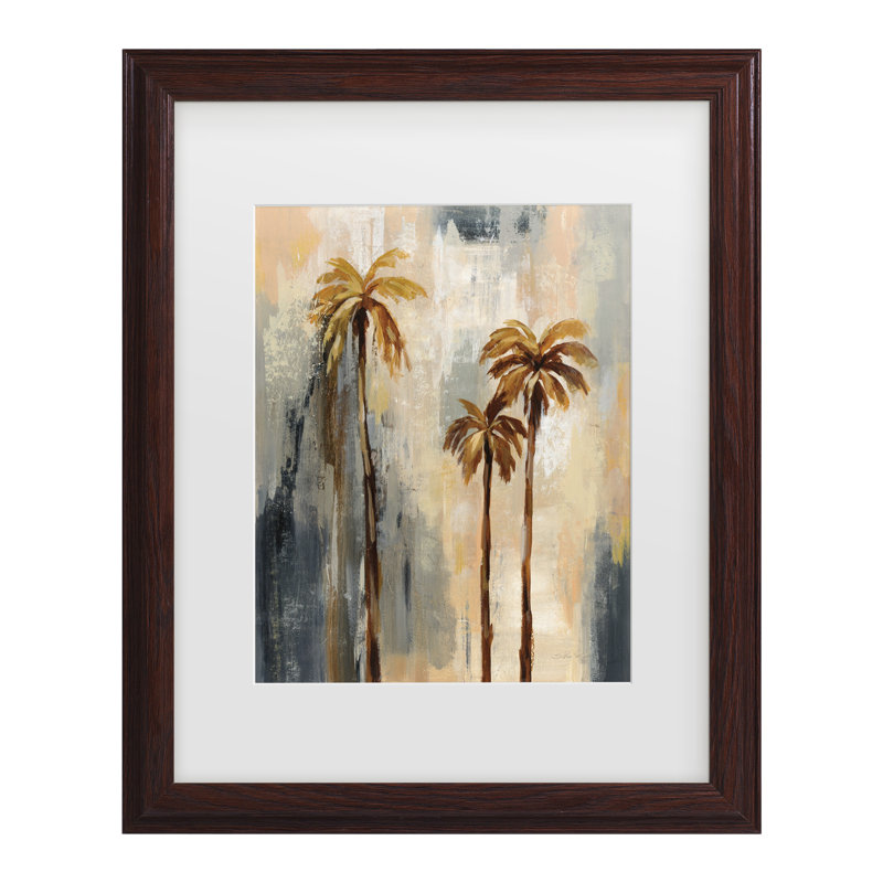 « palm trees i », métal imprimé, H 14 po x l 11 po x P 2 po, Cadre brun