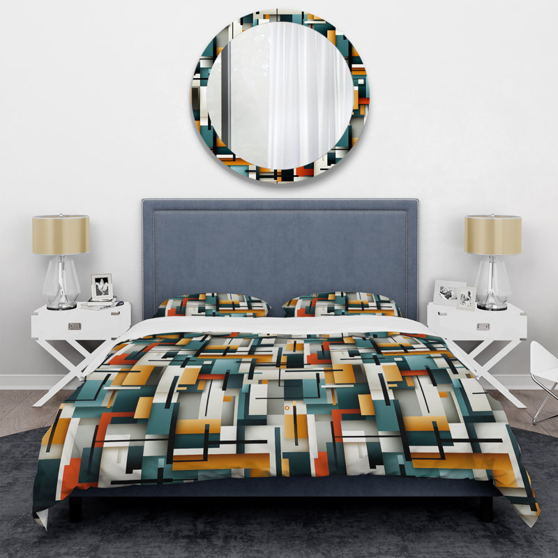 Ensemble de housse de couette en microfibre Metropolitan Cubic, Housse de couette simple + 1 taie décorative stan