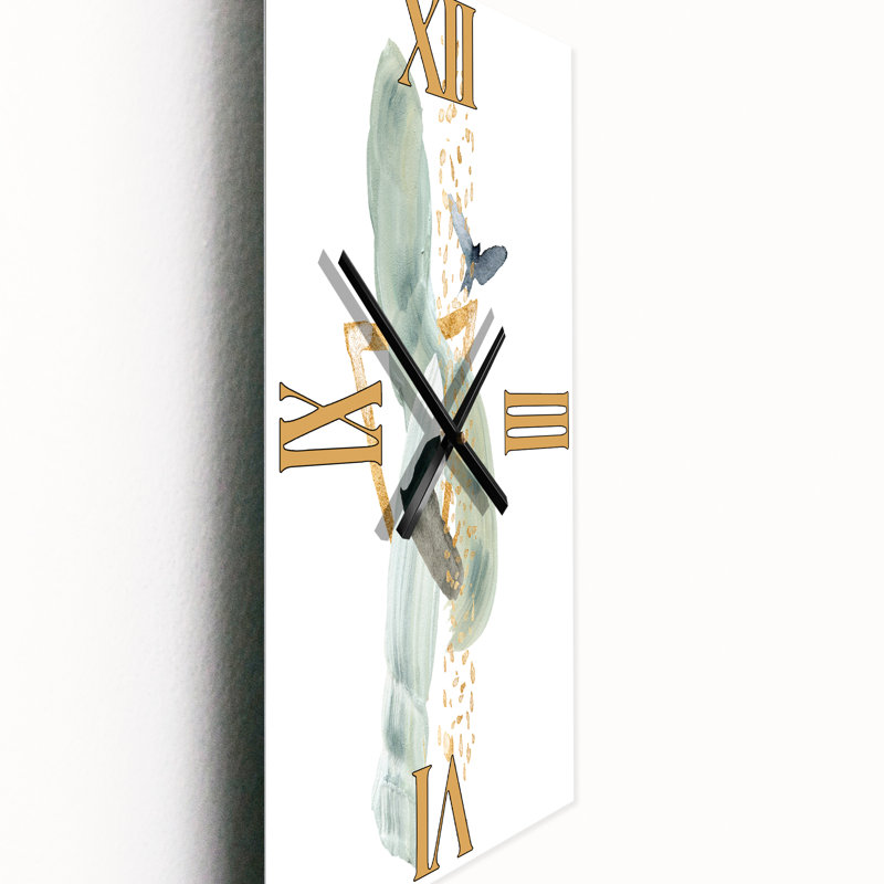 Horloge murale abstrait montagne avec lune et oiseau, Grand