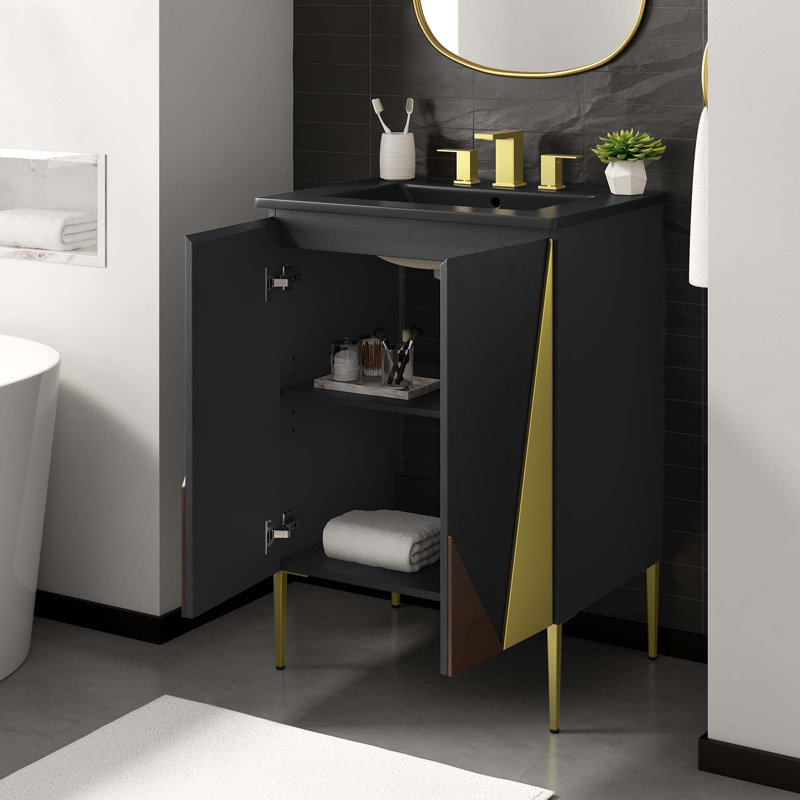 Modway Alchemist Free Standing Single Bathroom Vanity, Black, 25"