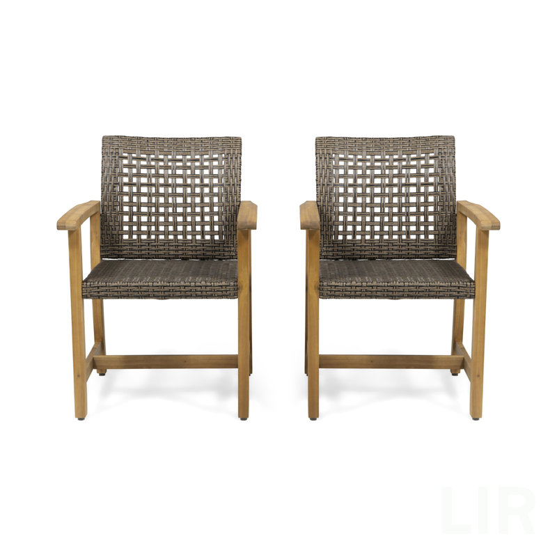 HAMPTON WOOD AND WICKER DINING CHAIR( SET OF 2 ), Chair, Brown/Natural