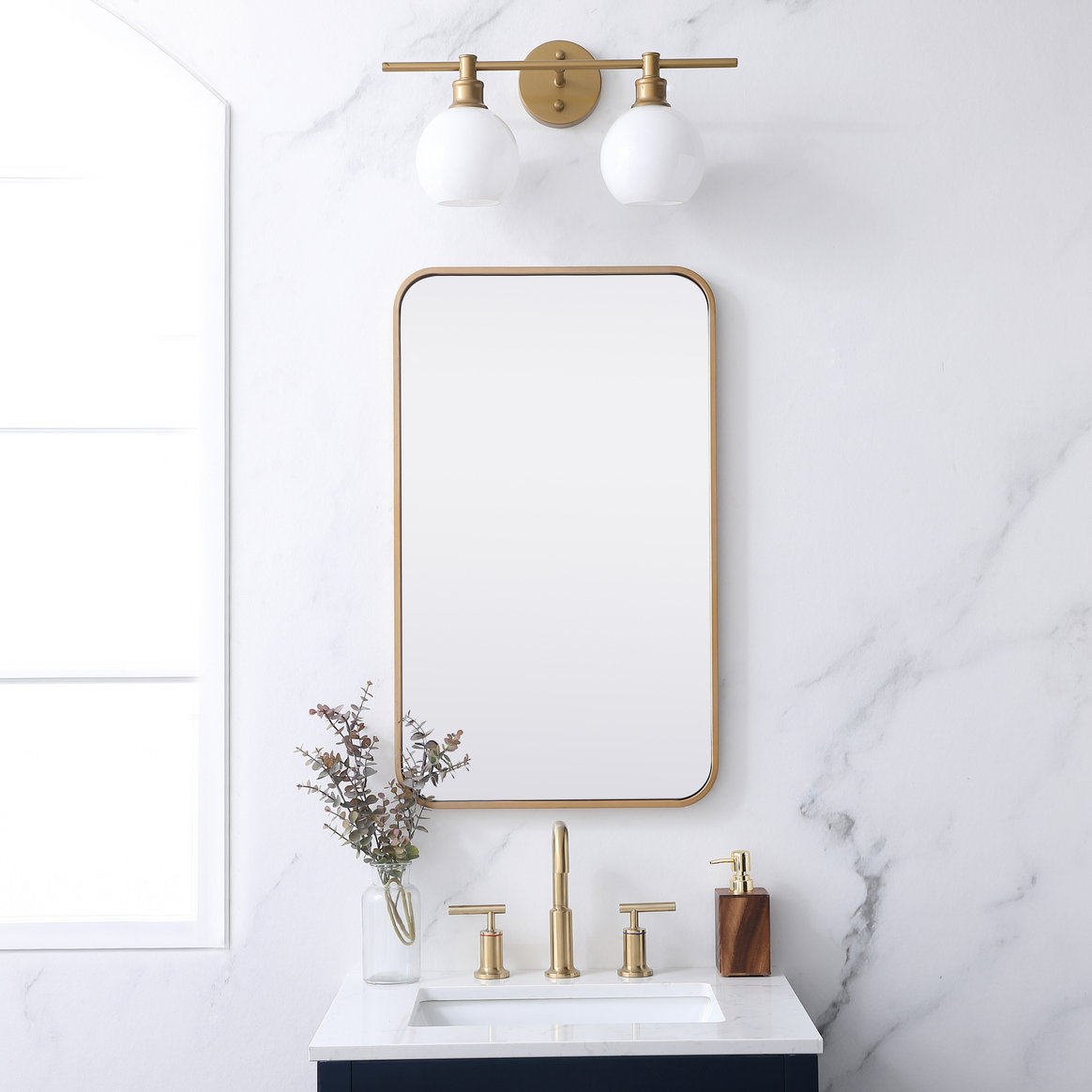 Sabine Accent Mirror, Brass, 30" x 18"