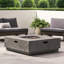 Foyer carré moderne, 50 000 entrées de chaleur, fabrication en fer, l 38,52 po x P 13,43 po, sans assemblage, foyer gris pierre avec, 38,52 po x 38,52 po x 13,43 po, assemblage requis, gris, propane