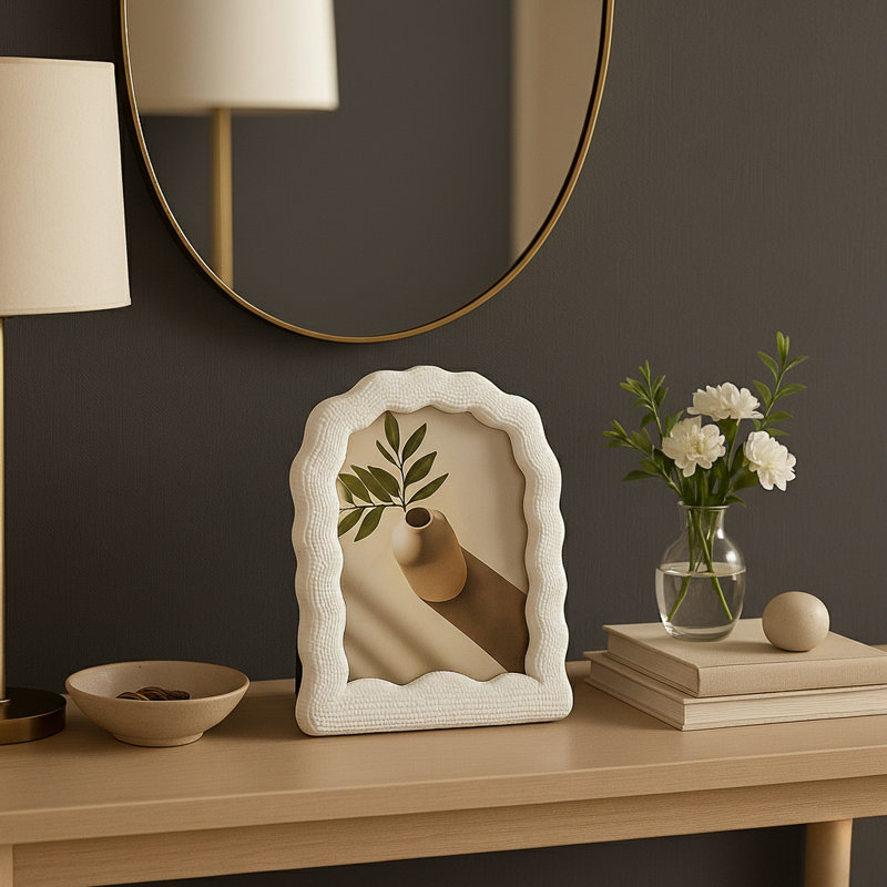 Sagebrook Home 4X6 Wavy Arch Photo Frame, White, 8" x 10"