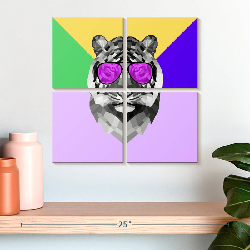Brampt Party Tiger In Glasses, 18" H x 18" W