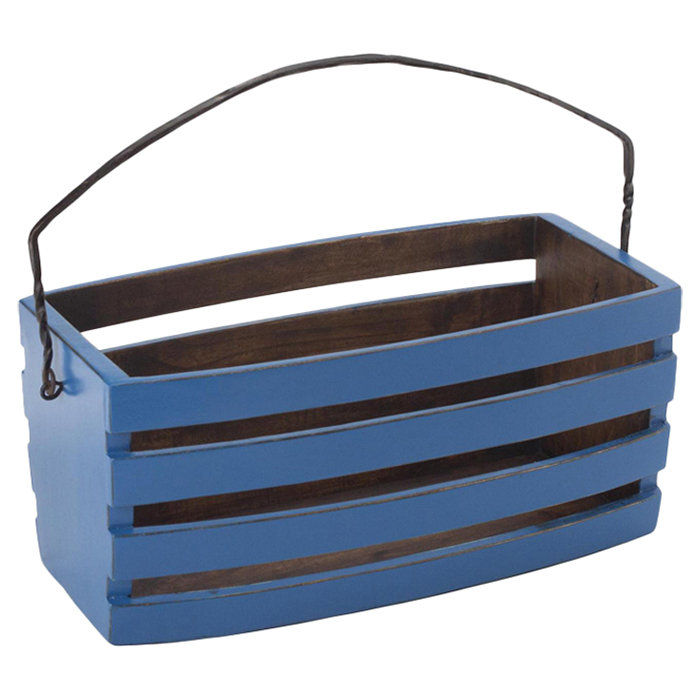 Caisse en bois massif tomate, Bleu