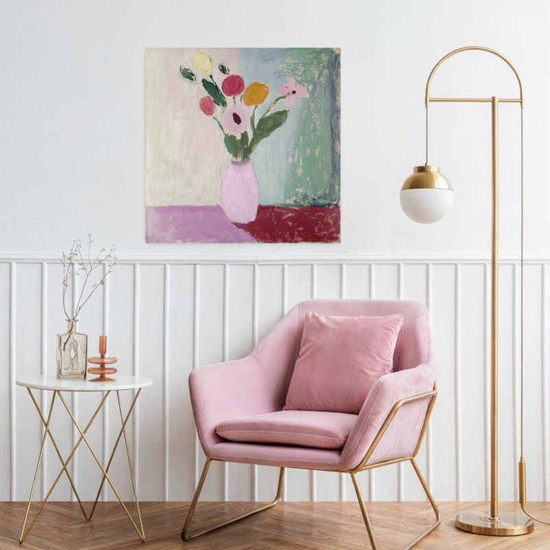 «Silent Arrangement», art mural romantique contemporain abstrait, H 32 po x l 32 po