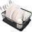 Kitchen Dish Drainer Rack with Drying Board and Full-Mesh Silverware Utensils Holder, Black
