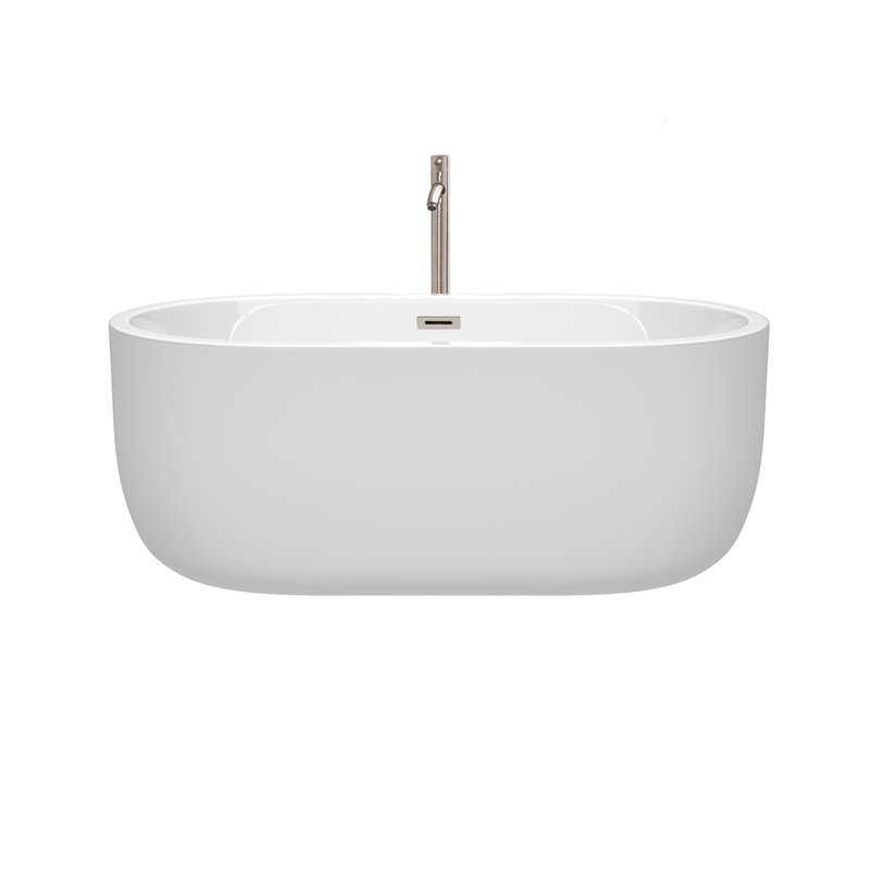 Juliette 60'' x 31.25'' Soaking Acrylic Bathtub with Faucet, White/Brushed Nickel