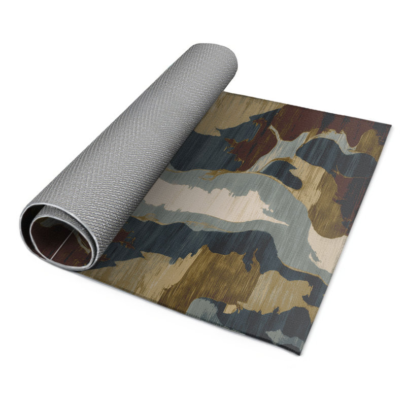 Tapis intérieur et extérieur gris Watercolor, Rectangle 5 pi x 7 pi
