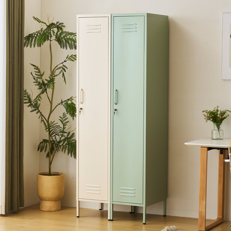 Striegel Steel Single Door Storage Cabinet, Cream;Sage Green