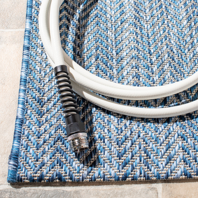 Azaad Navy/Grey Indoor/Outdoor Rug, Rectangle 61 x 109 cm