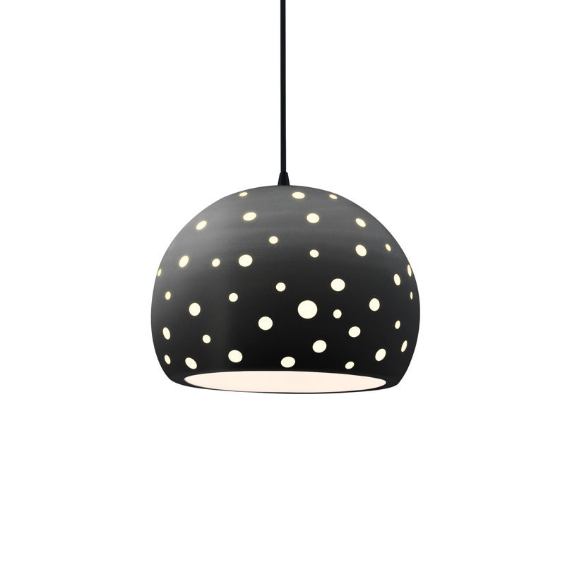 Luminaire suspendu sphère 1 lumière perforé - carbone - noir mat - noir mat - l 12,25 po x H 9,25 po - DEL dédiée - cordon noir