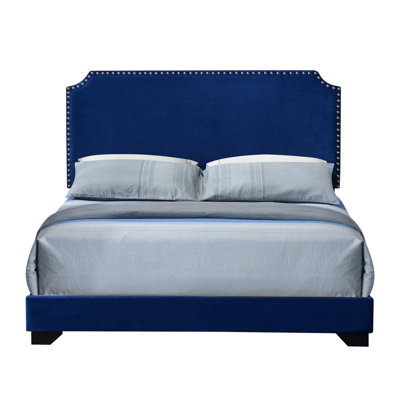 Grand lit en velours bleu Haemon
