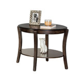 Orio Side End Table, Open Shelves, 31 Inch Oval Top, Curve Legs, Brown Wood
