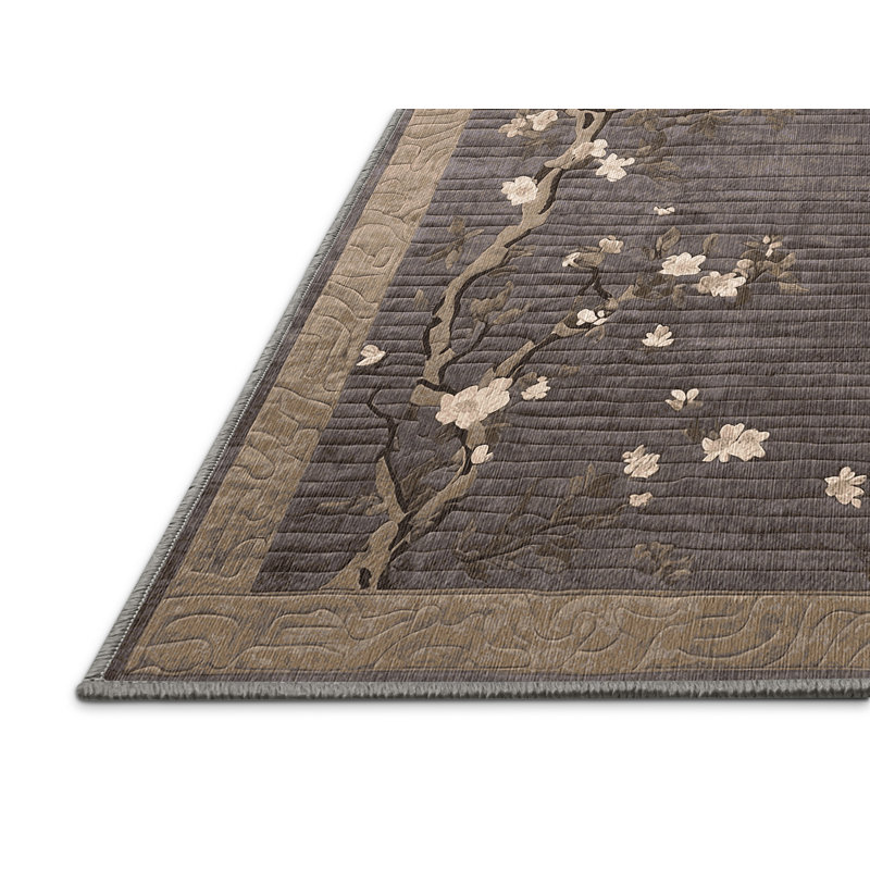 Tapis gris lavable à la machine, Carré 3 pi