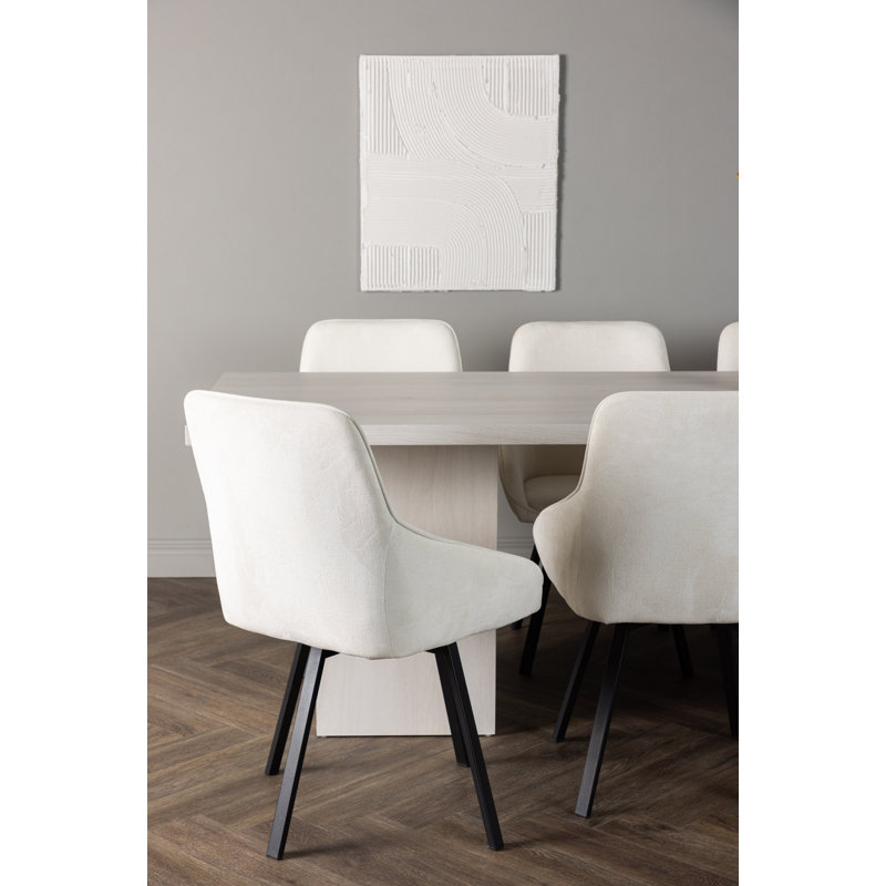 Larkste 6 - Person Dining Set, Beige, Beige
