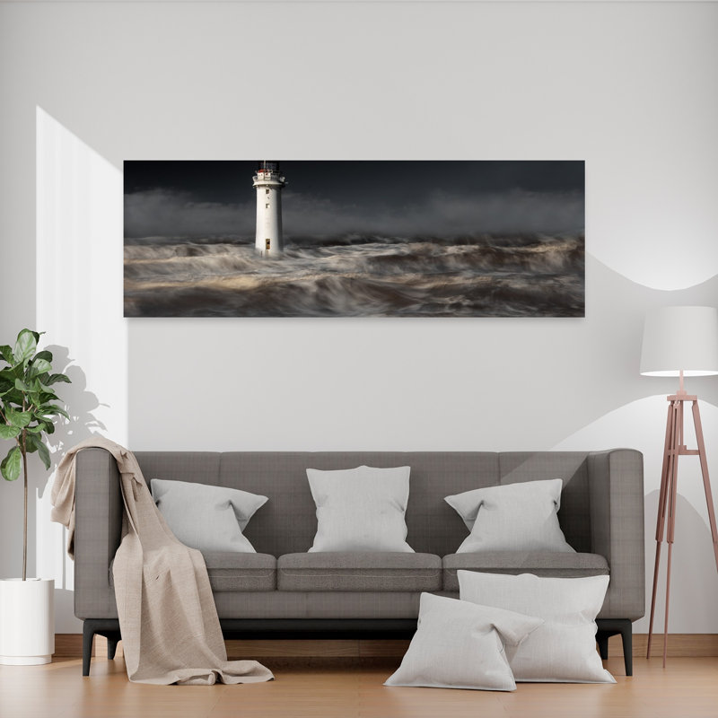 Beacon in the Storm, art dramatique abstrait côtier, nature, H 60 po x l 20 po