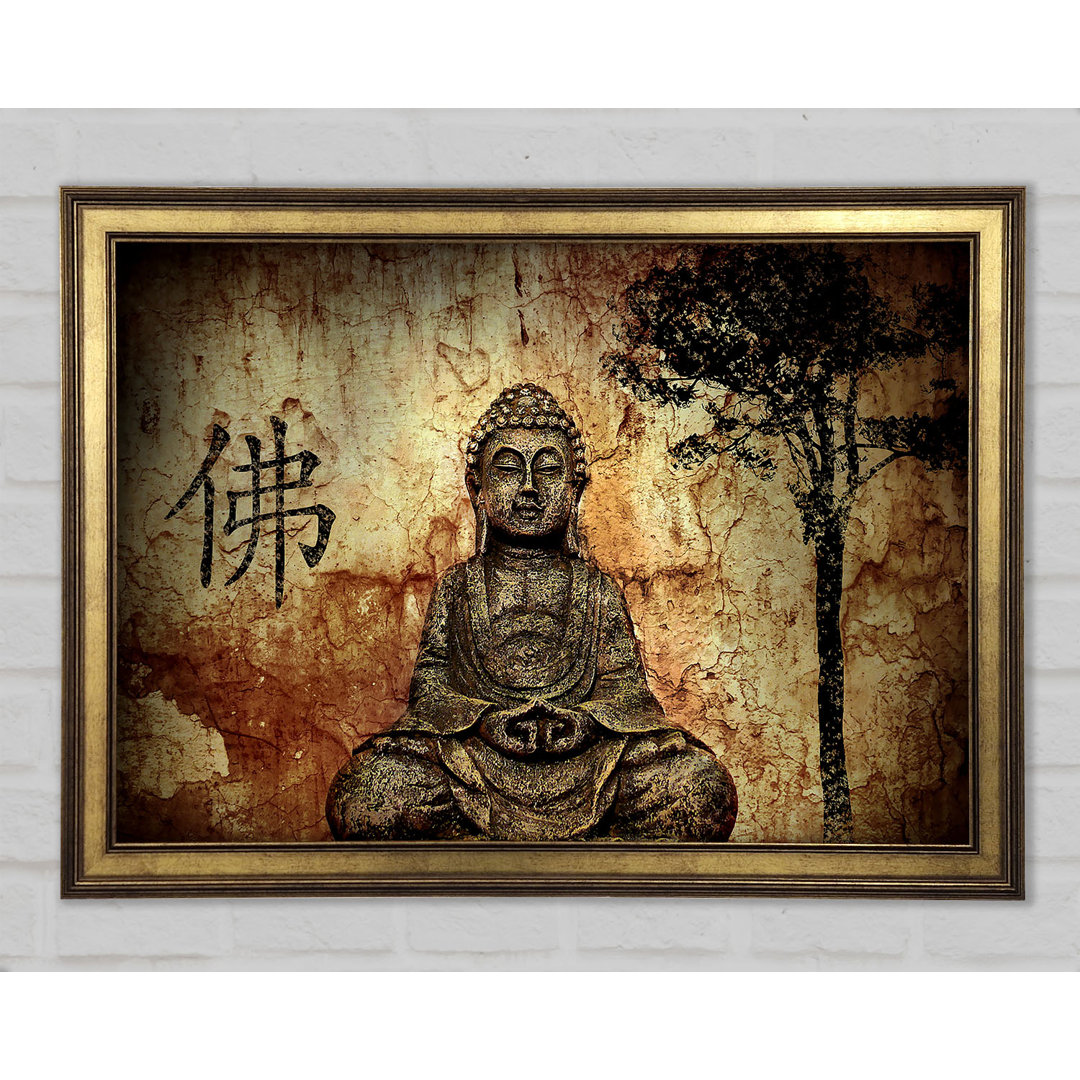 Buddha Retro Baum - Druck