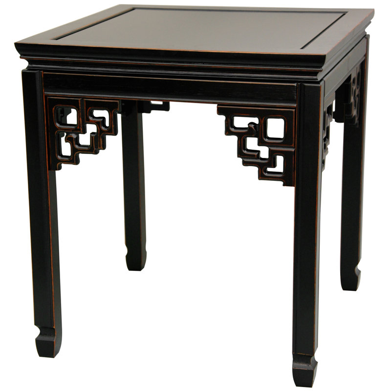 Lapathos Solid Wood End Table, Antique Black
