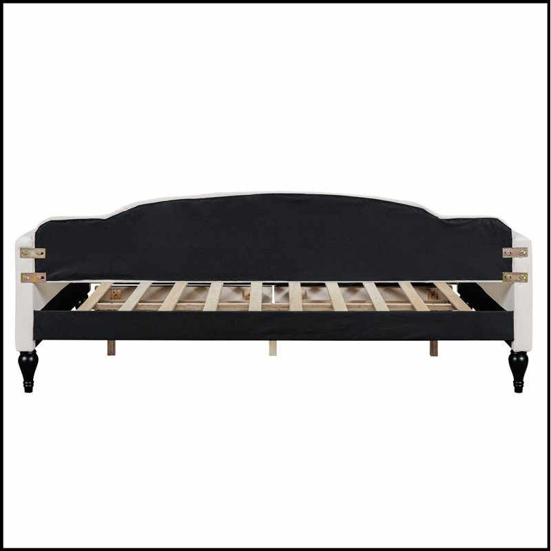 Upholstered Tufted Daybed with Two Drawers, Durable Linen Fabric for Comfort and Space Efficiency