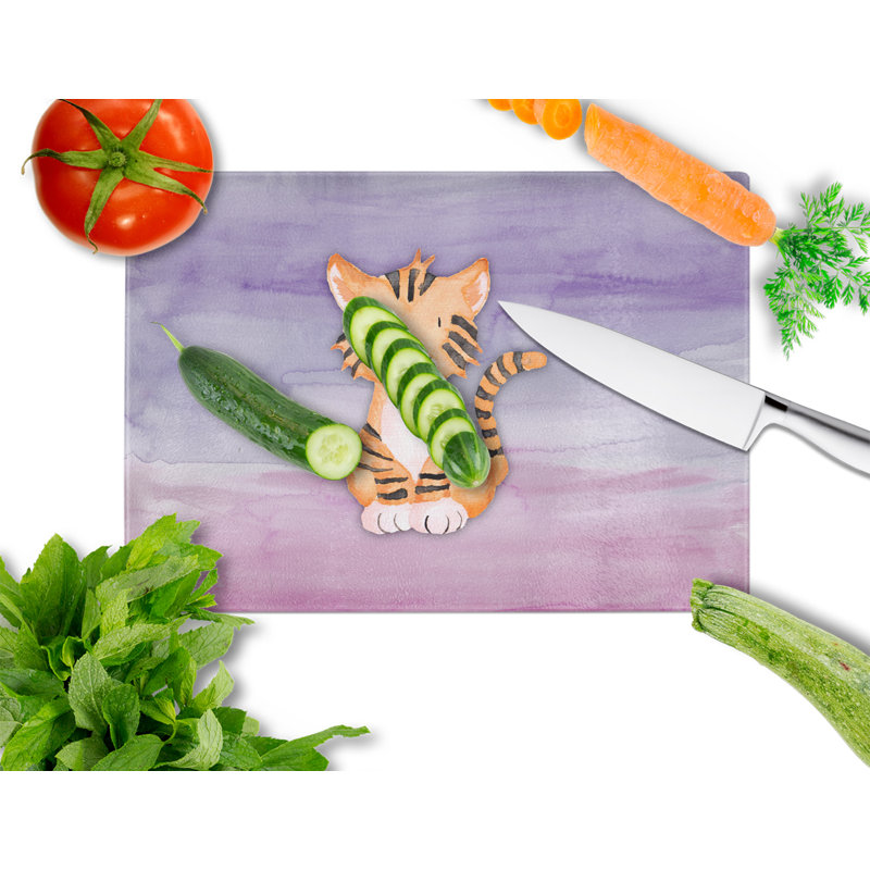 Caroline's Treasures Tempered Glass Tiger Cub Watercolor Cutting Board