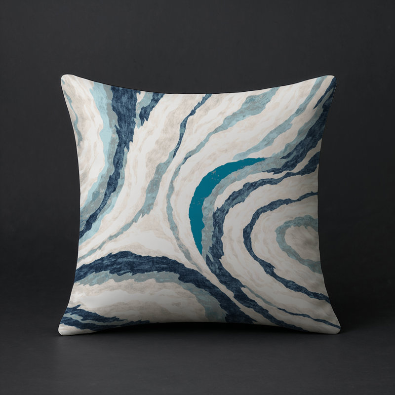 Coussin décoratif intérieur / extérieur gris Modern Modern, Carré 16 po, Gris abstrait 121
