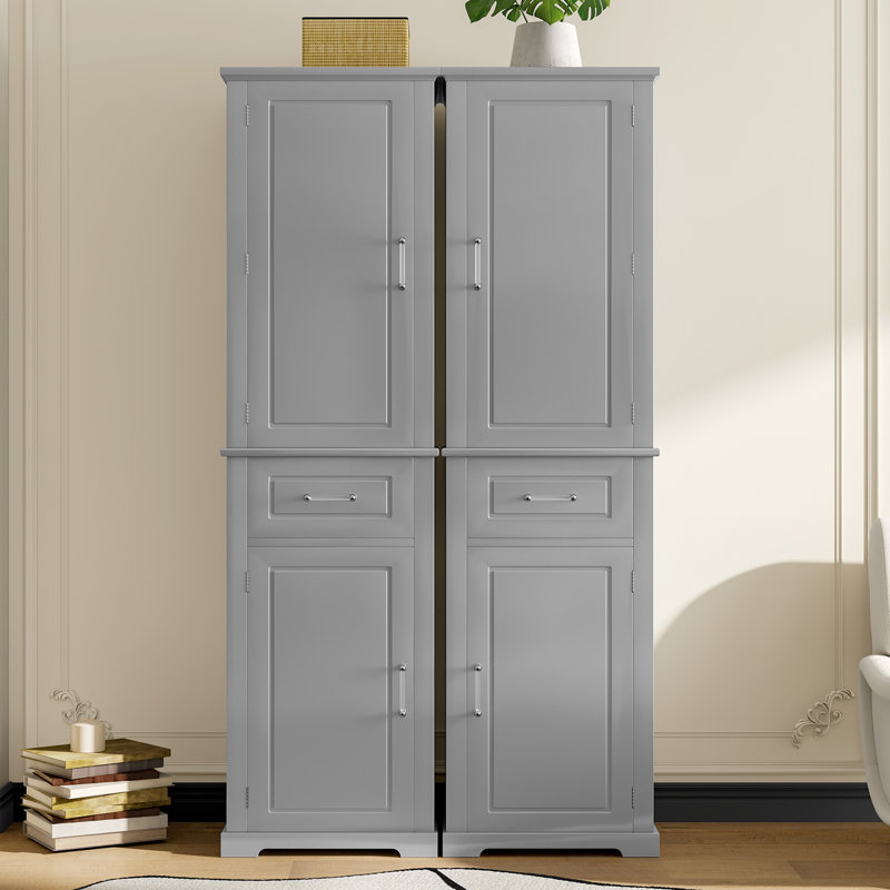 Armoire de rangement pour salle de bain 2 pièces, Gris