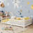 Twin House Bed with Light, Low Floor House Bed with Fence and Roof for Kids ,Natural-1371455577-1360794175