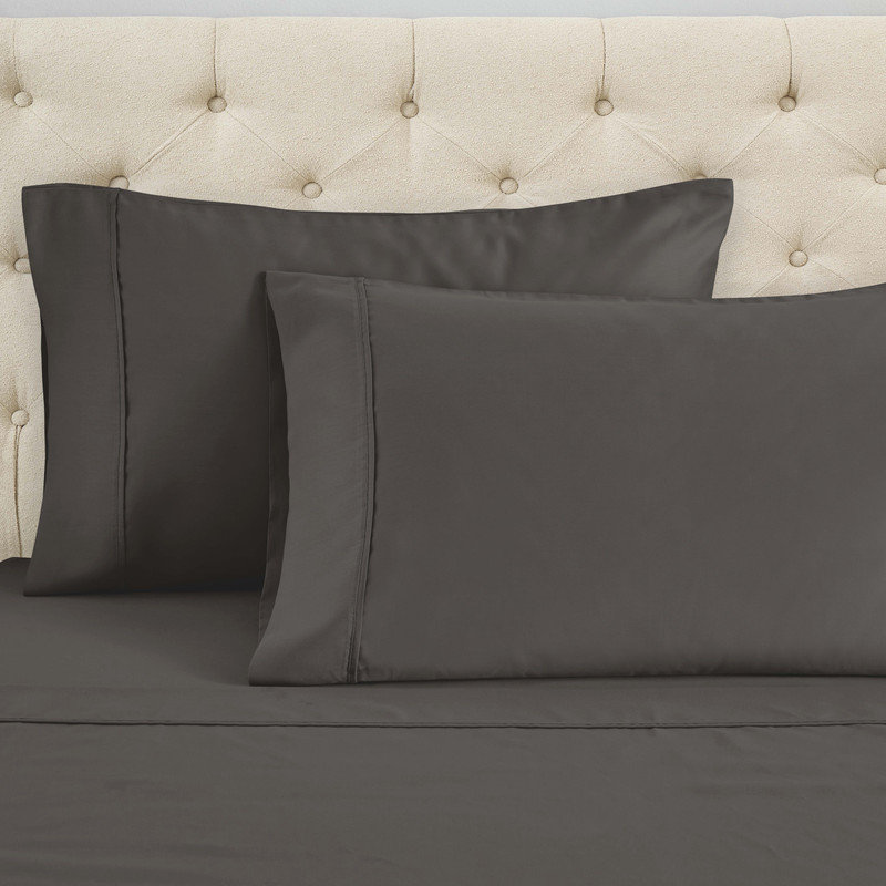 Grandes taies d'oreiller, mélange de coton doux, paquet de 2, contexture de 1400 fils, Gris anthracite