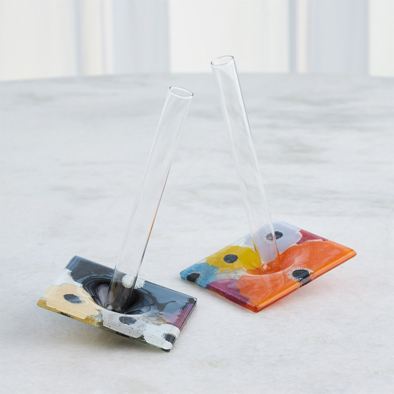 Fused Floral Handmade Glass Table Vase