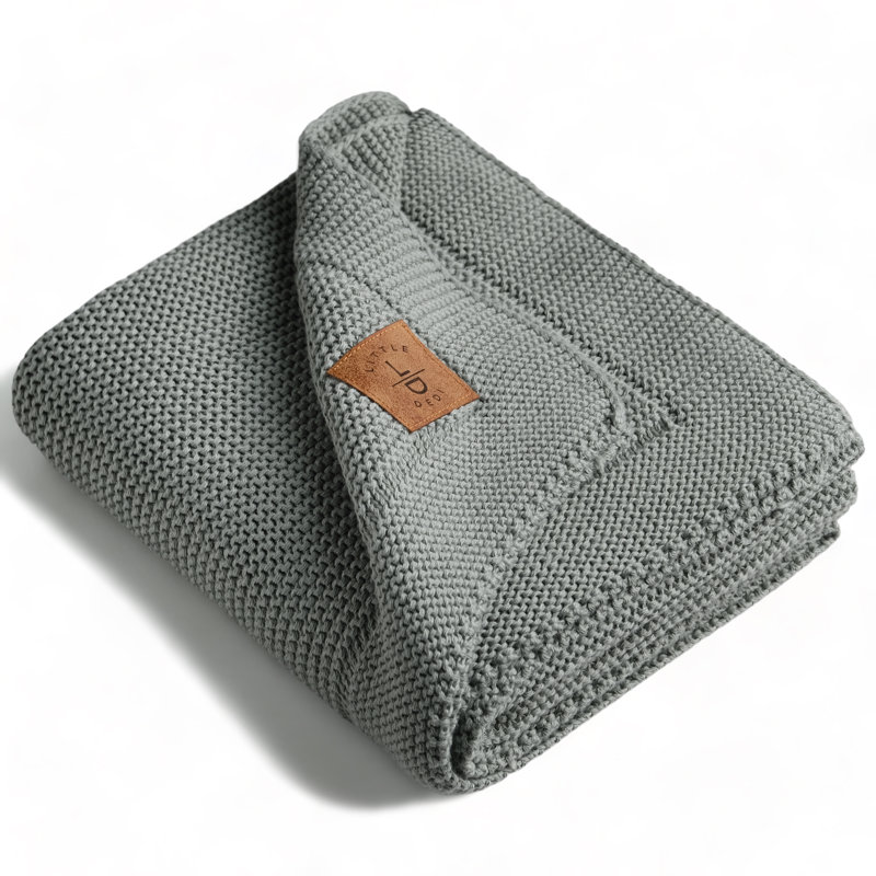Couverture tricotée pour bébé avec boîte-cadeau pour tout-petit, lit de bébé et poussette Little Dedi, Vert