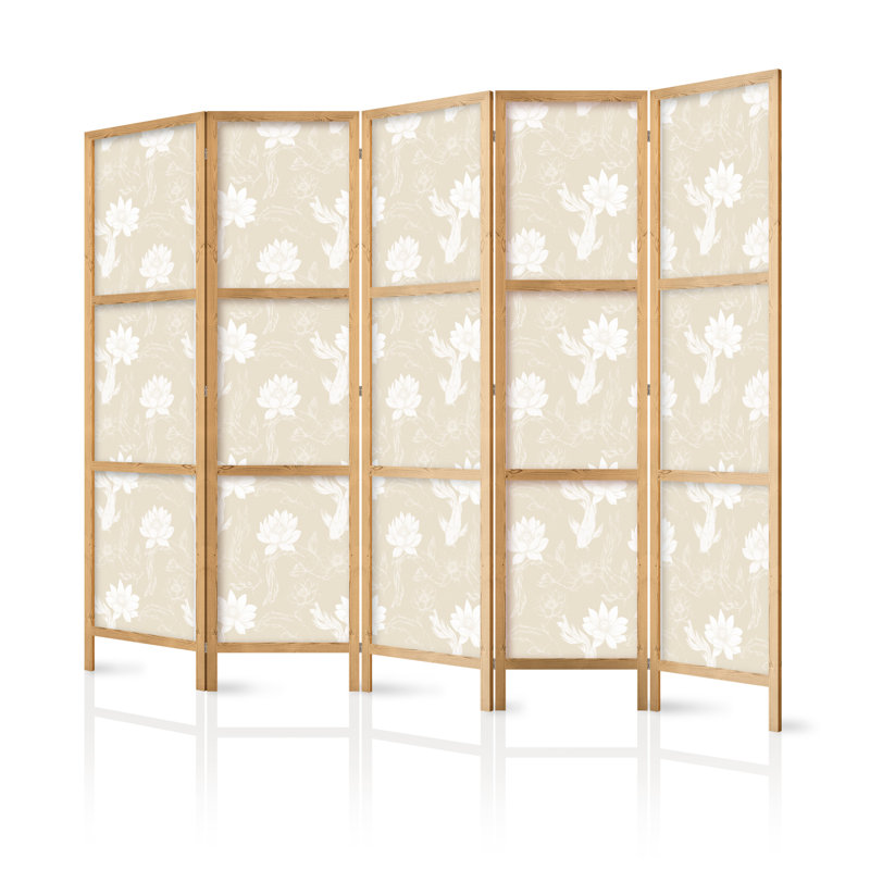 171cm H Solid Wood Folding Room Divider, 171cm H x 225cm W x 1.2cm D, 5
