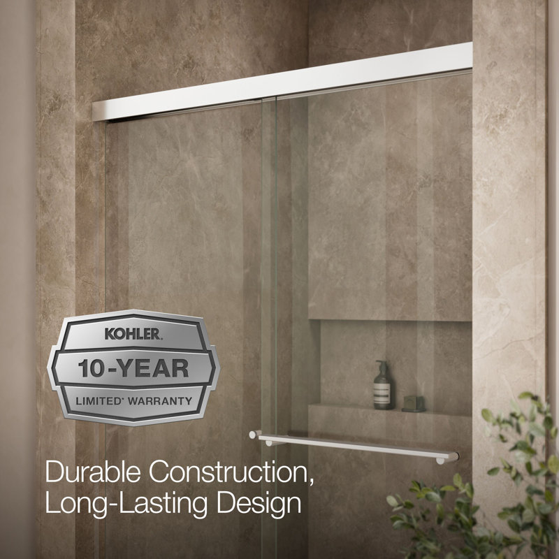 Revel Sliding Shower Door, 70-In H X 44-5/8 - 47-5/8-In W, With 1/4-In Thick Frosted Glass, Crystal Clear