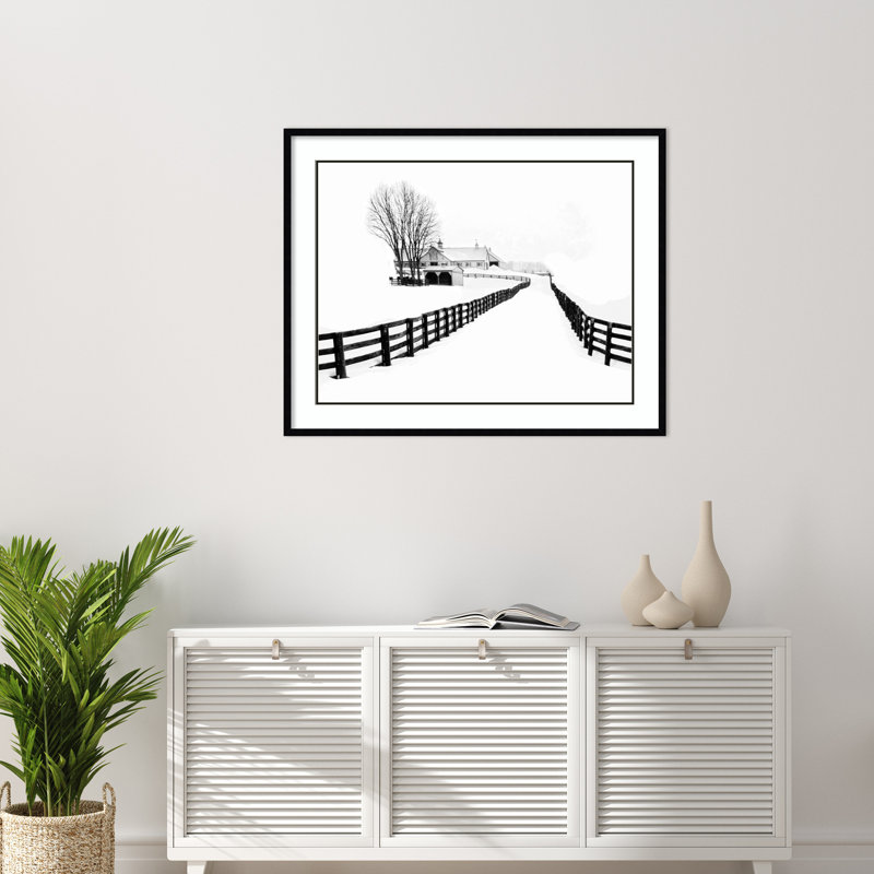 «Winter Horse Barn» par Jasmine Wood, reproduction d'art encadrée, H 33 po x l 41 po