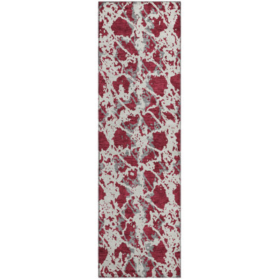 Premium Machine Washable Prisco Burgundy Rug