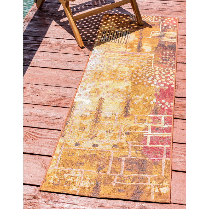 Dimond Washable Abstract Indoor / Outdoor Rug, Runner 2'7" x 7'