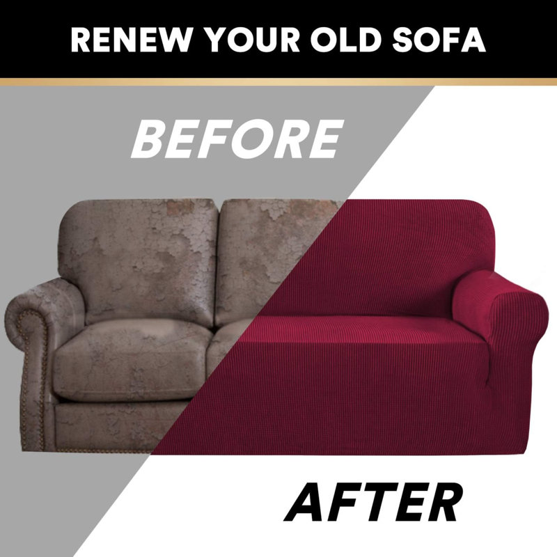 Sofa Slipcover, 2" H x 15" W x 12" D, Red Fabric