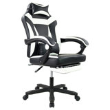 Inbox Zero Adjustable Reclining Ergonomic Faux Leather Swiveling PC & Racing Game Chair with Footrest
