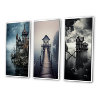 «Mysterious Castle By The Misty Lake», 3 pièces