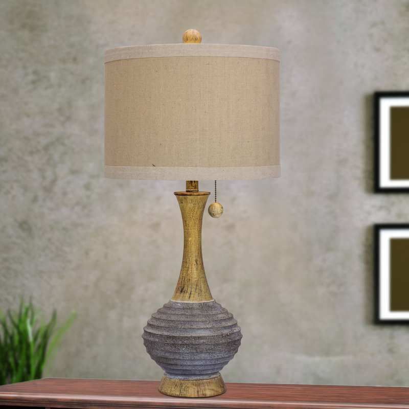 Sela Resin Table Lamp Lamp, Antique Gray/Brown
